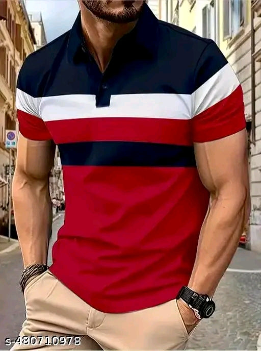 Men's Color Block T-shirts Shirt, Half Sleeves
