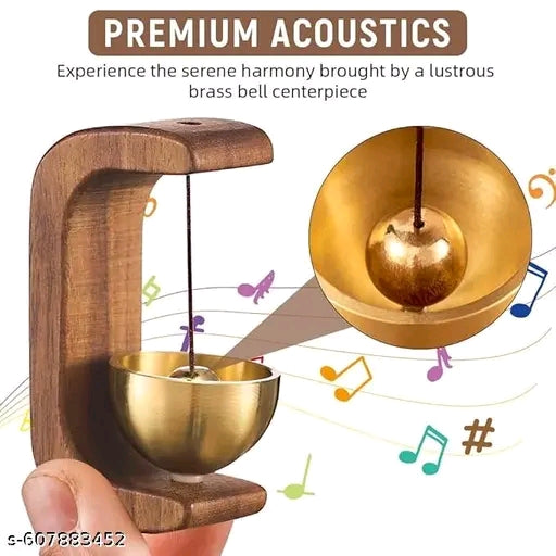 Wooden door chime self adhesive bell with brass.