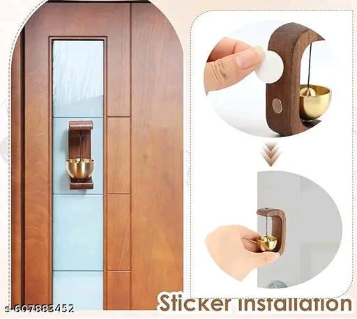 Wooden door chime self adhesive bell with brass.